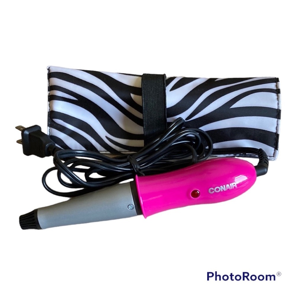 Conair Mini YOU Curl Ceramic Clipless Curler with Zebra Protective Case Like New